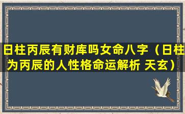 日柱丙辰有财库吗女命八字（日柱为丙辰的人性格命运解析 天玄）